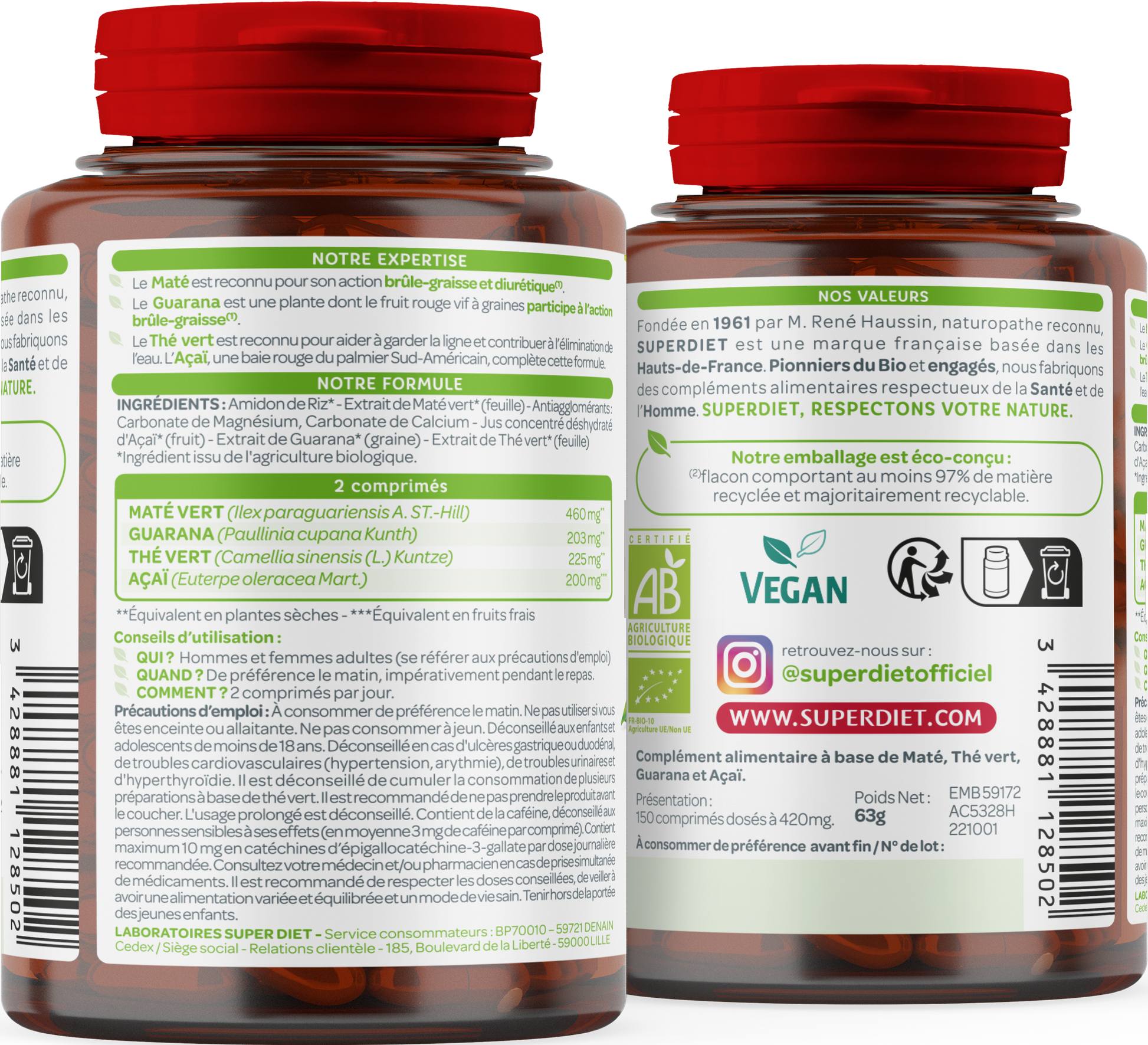 Quatuor brûle graisse bio (maté, guarana, thé vert, acaï) - 2