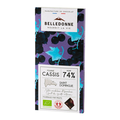 Tablette fourrée - chocolat noir 74% cassis - 1